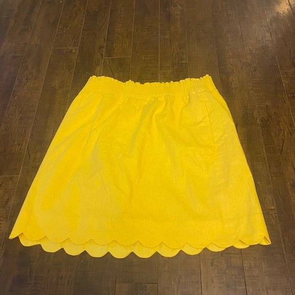 J Crew City linen blend Scalloped hem paper bag skirt - Picture 3 of 9